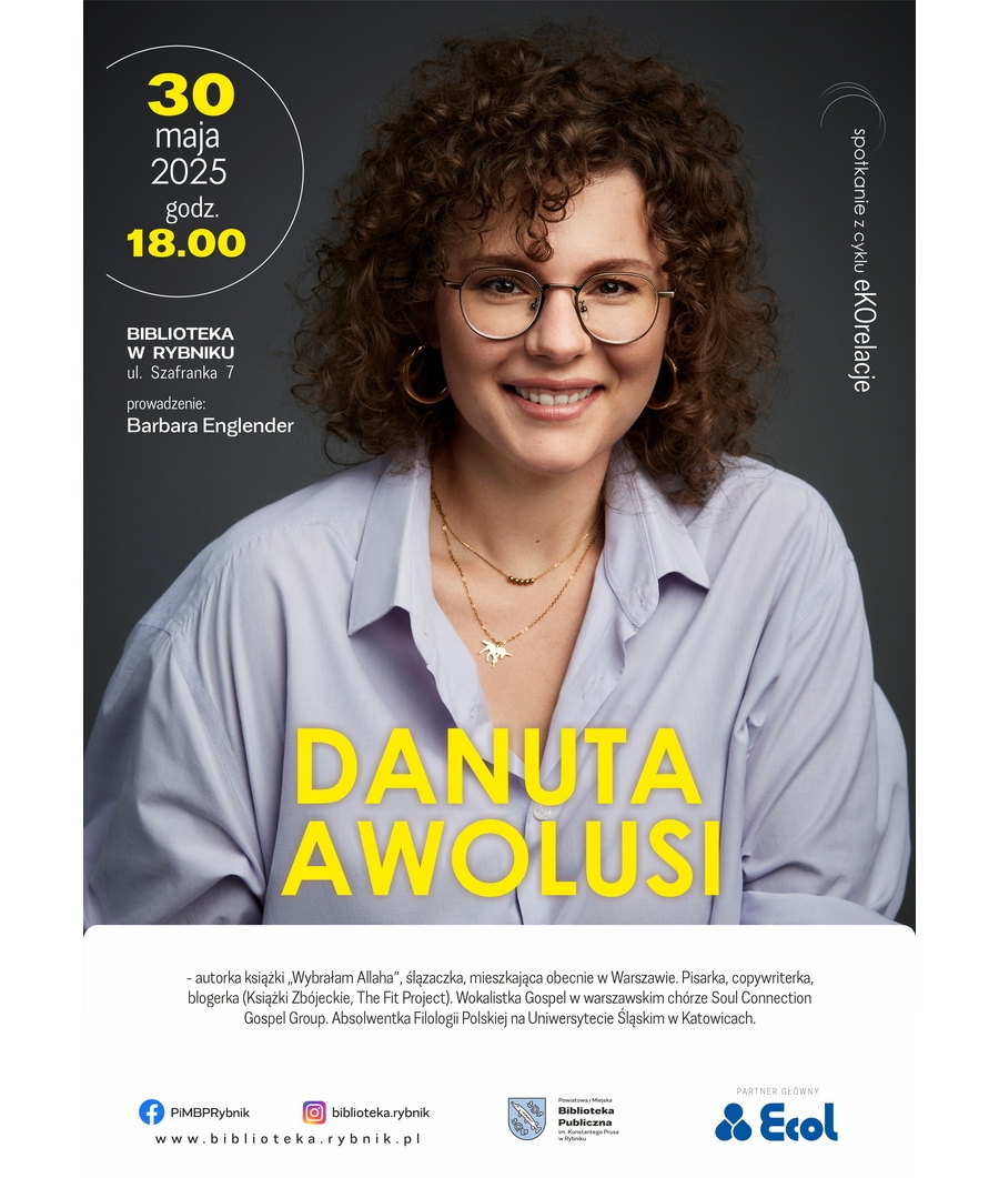 Plakat spotkań z cyklu eKOrelacje z Danutą Awolusi.